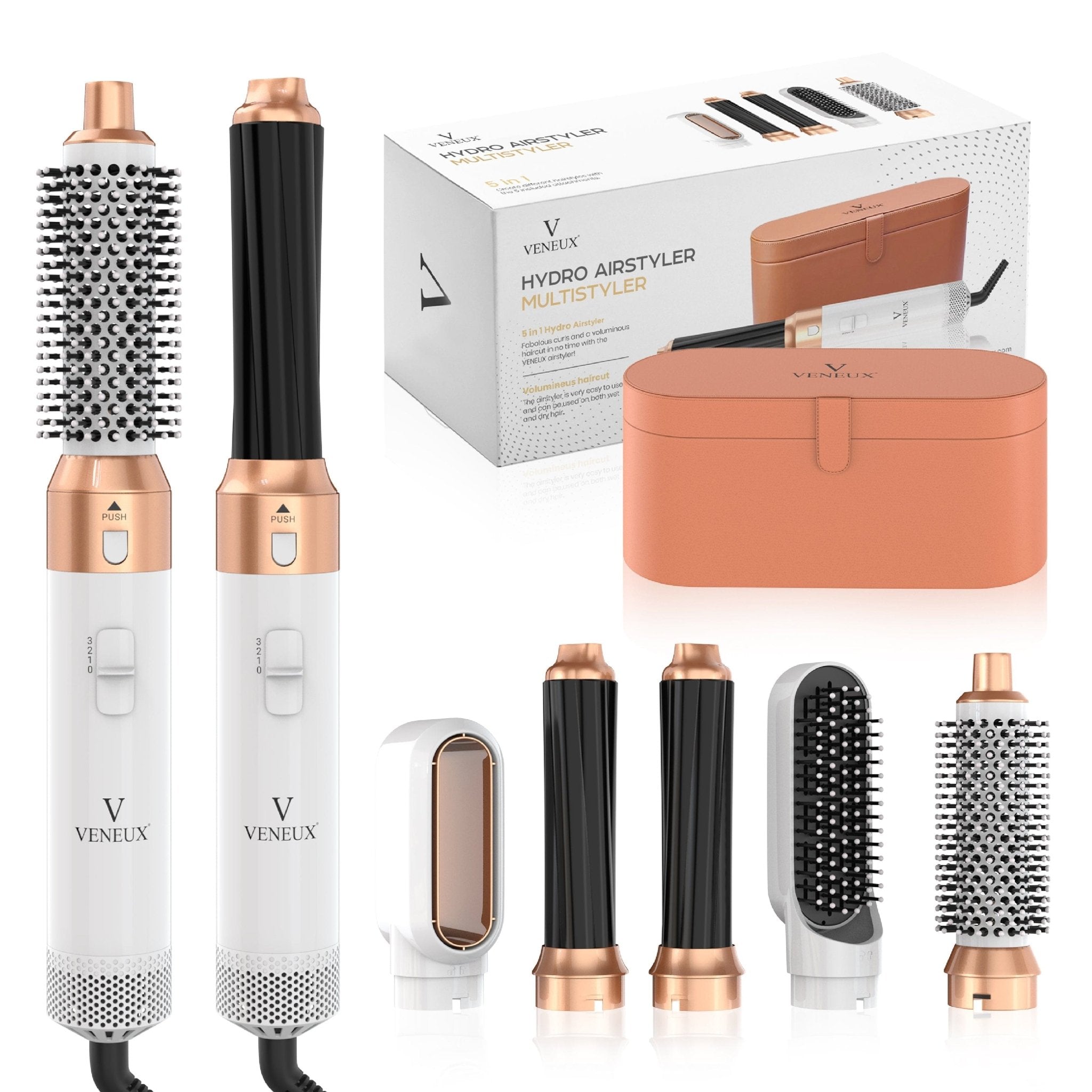 VENEUX® Krultang + Leren Opbergcase - Wit / Goud - VENEUX